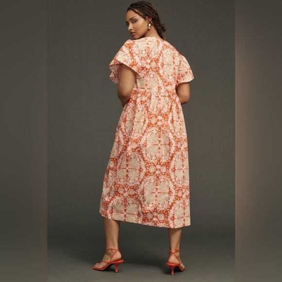 Anthropologie ⚜️ Maeve Printed Flutter-Sleeve Babydoll Dress - Picture 6 of 12